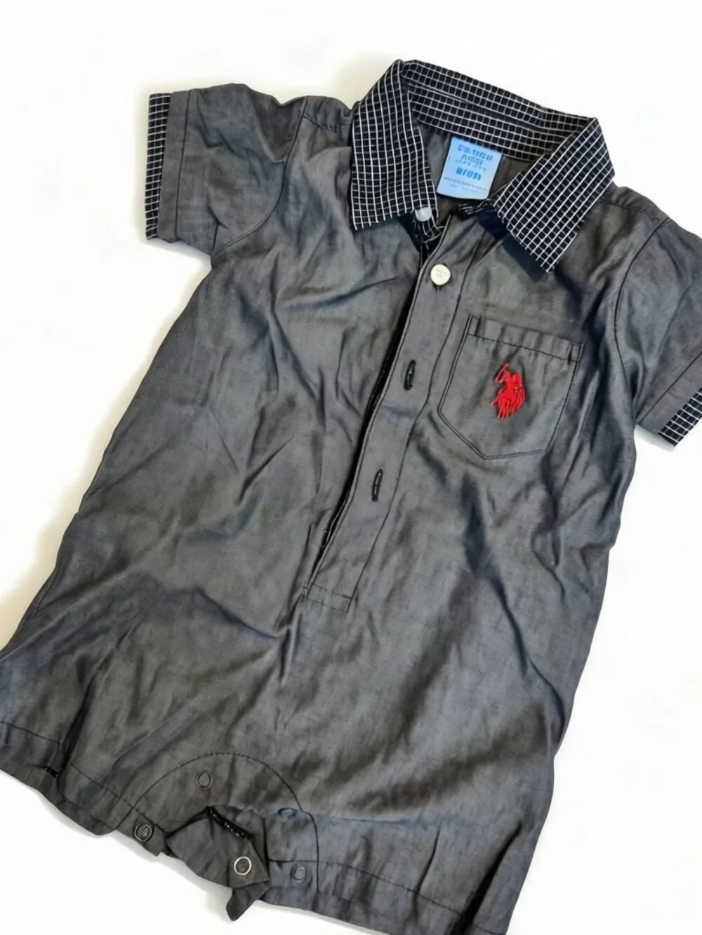 US Polo Assn Baby Chambray Romper Playsuit 6-9M
